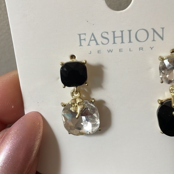 Crystal Number 5 Gold Drop Mismatched Earrings - Picture 13 of 16